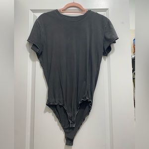 Intimately Free People Casual Tee Body Suit - gray, size small